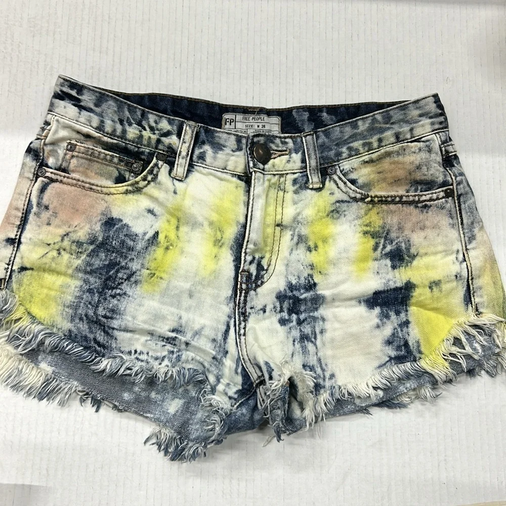 Free people tie dye cut off jean shorts